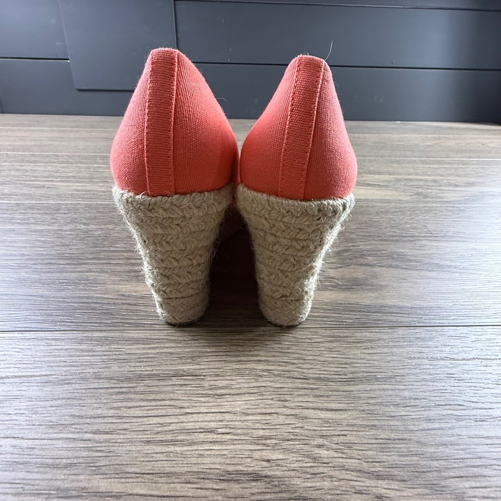 J.Crew Seville Women's Espadrille Wedges Coral Size 8 Spring Round Toe 3.5" Heel - Picture 5 of 12